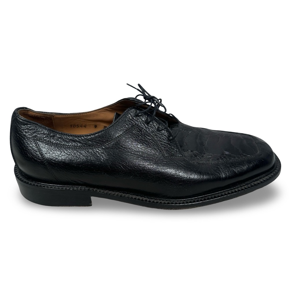 Belvedere Florence Mens 9 M Black Genuine Ostrich Leg Leather Oxfords Italy
